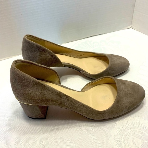 Cole Haan Shoes - Cole Haan Grand Larree Pumps size 6 suede, block heels with gold detailing